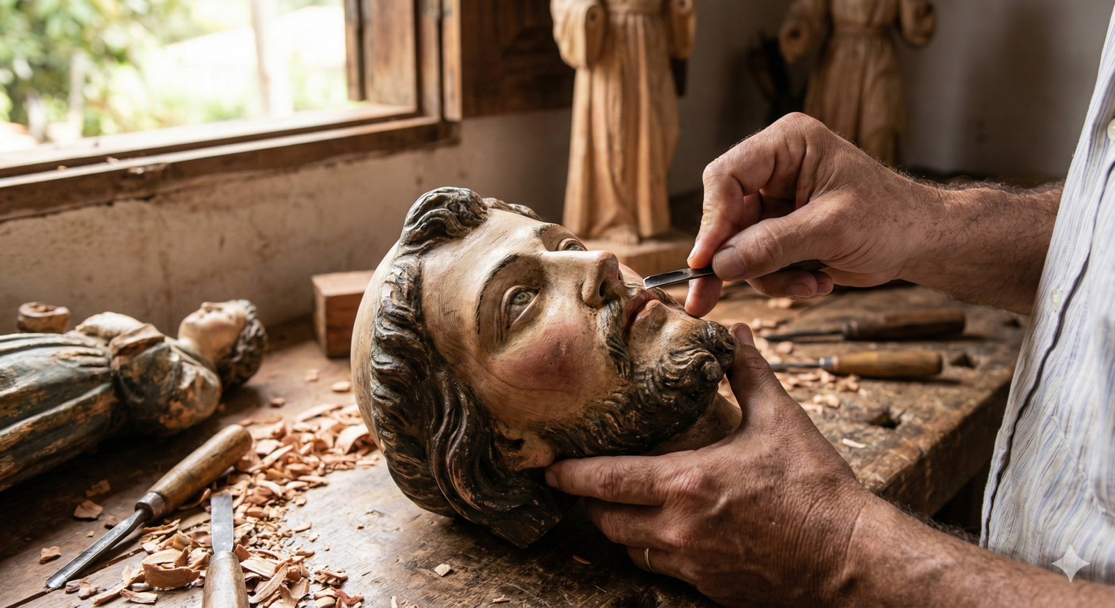 Rede de descanso branca em varanda rústica com vista para a natureza